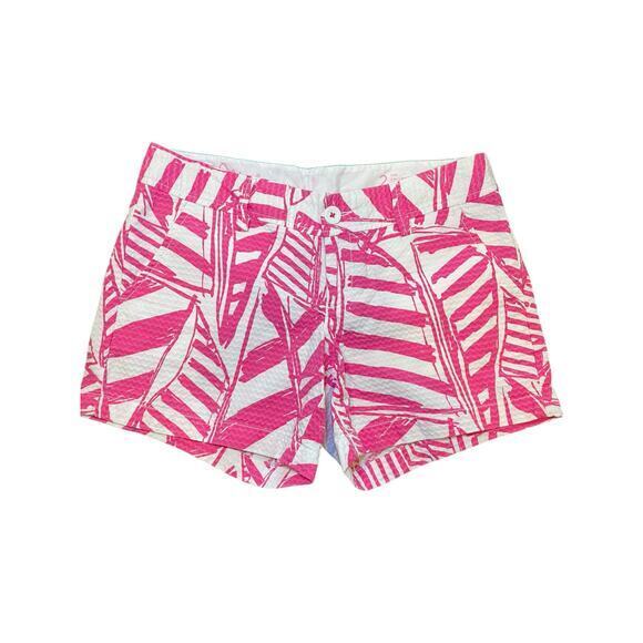 Lilly‎ Pulitzer Women 2 Shorts Pink & White Callahan 5" Yacht Sea Print Nautical - Picture 3 of 11